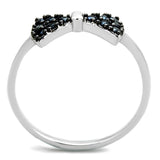 3W856 - Rhodium + Ruthenium Brass Ring with AAA Grade CZ  in Black Diamond - Alamode