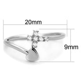 3W860 - Rhodium Brass Ring with AAA Grade CZ  in Clear - Alamode