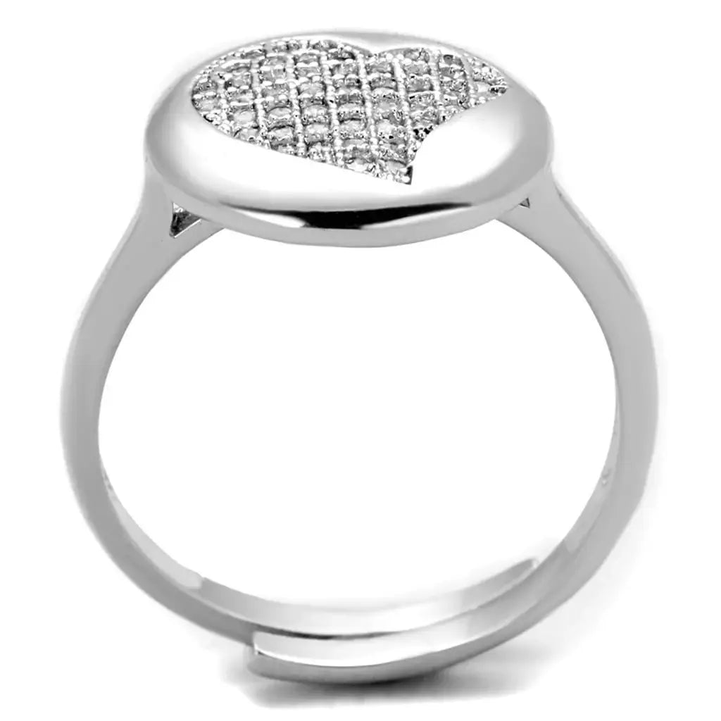 3W864 - Rhodium Brass Ring with AAA Grade CZ in Clear - Alamode - Flyclothing LLC