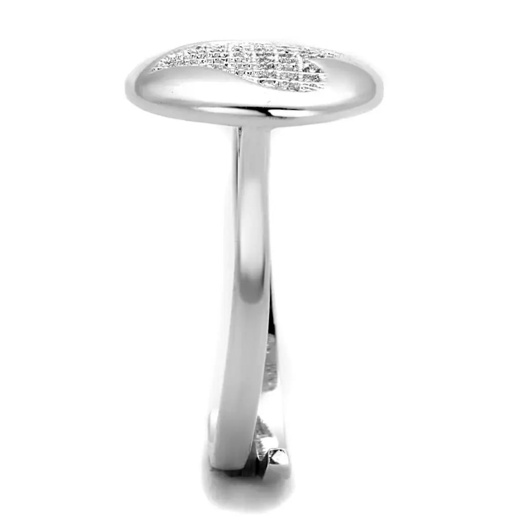 3W864 - Rhodium Brass Ring with AAA Grade CZ in Clear - Alamode - Flyclothing LLC