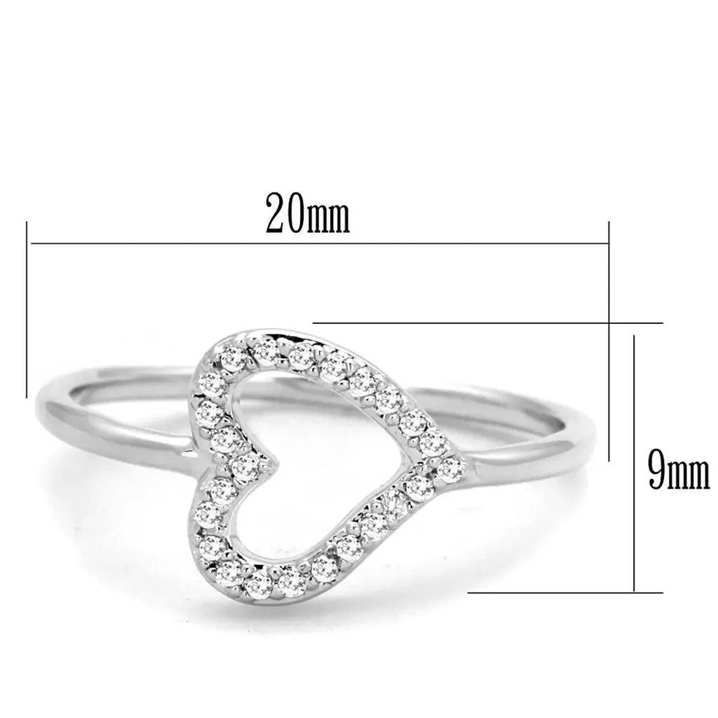 3W866 - Rhodium Brass Ring with AAA Grade CZ in Clear - Alamode - Flyclothing LLC