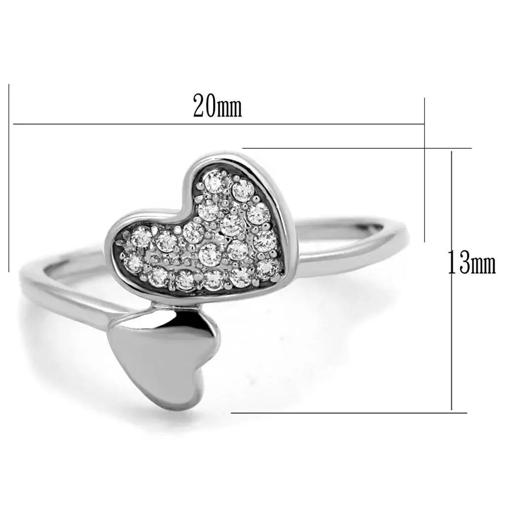 3W867 - Rhodium Brass Ring with AAA Grade CZ in Clear - Alamode - Flyclothing LLC