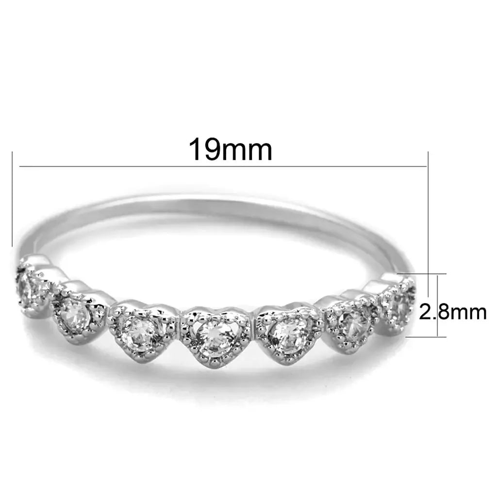 3W868 - Rhodium Brass Ring with AAA Grade CZ in Clear - Alamode - Flyclothing LLC