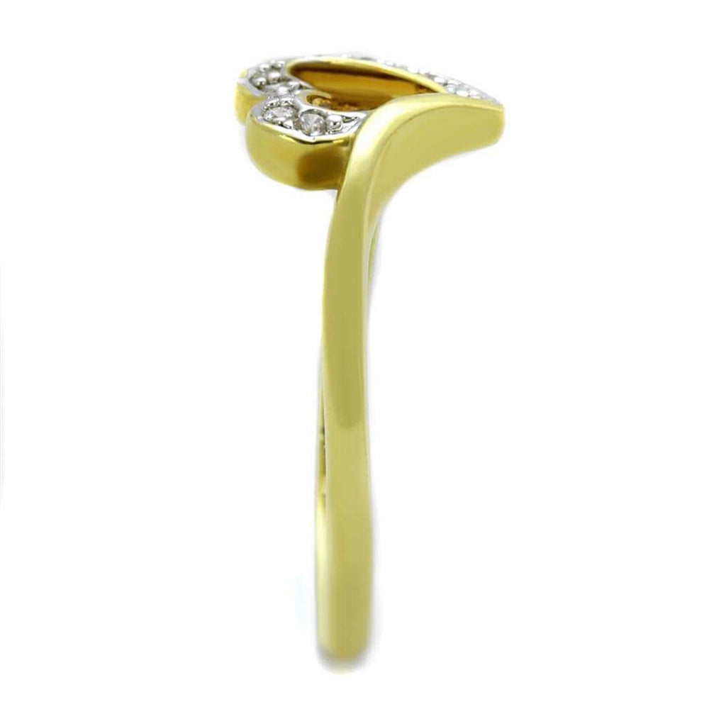 3W870 - Gold+Rhodium Brass Ring with AAA Grade CZ in Clear - Alamode - Flyclothing LLC