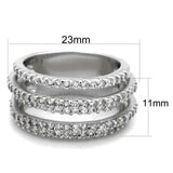 3W871 - Rhodium Brass Ring with AAA Grade CZ  in Clear