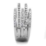 3W871 - Rhodium Brass Ring with AAA Grade CZ  in Clear - Alamode