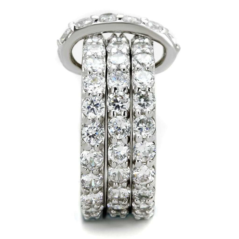 3W875 - Rhodium Brass Ring with AAA Grade CZ in Clear - Alamode - Flyclothing LLC