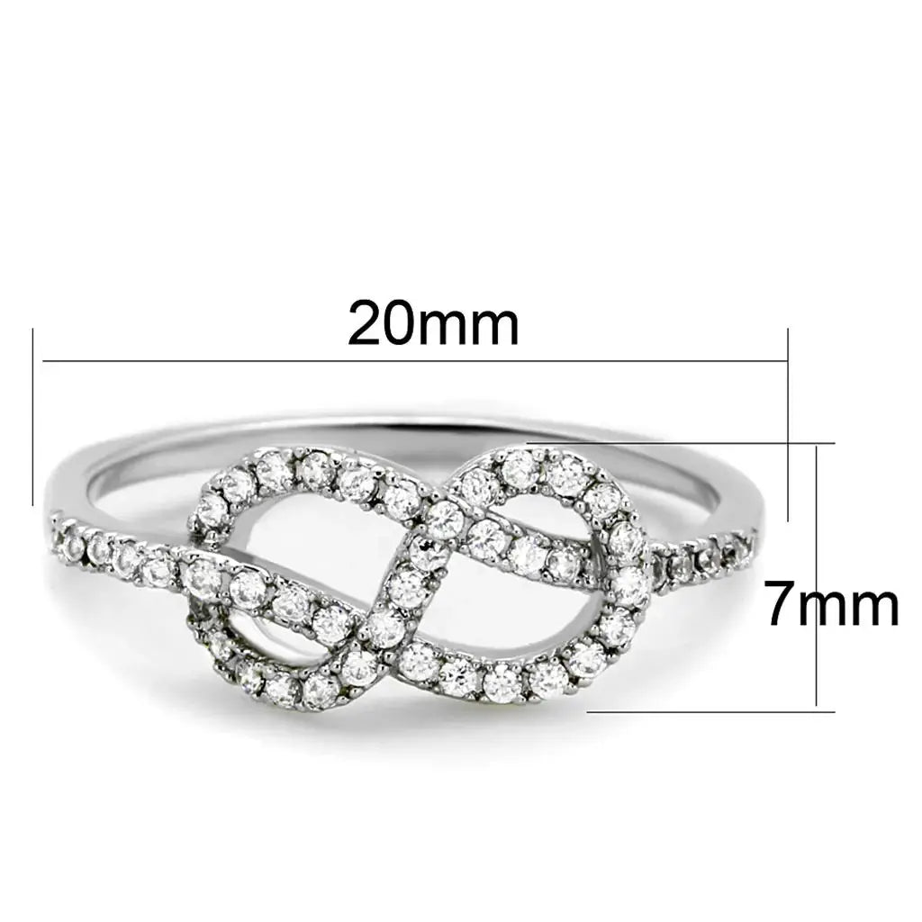 3W876 - Rhodium Brass Ring with AAA Grade CZ in Clear - Alamode - Flyclothing LLC
