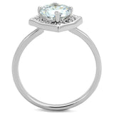 3W877 - Rhodium Brass Ring with AAA Grade CZ  in Clear - Alamode
