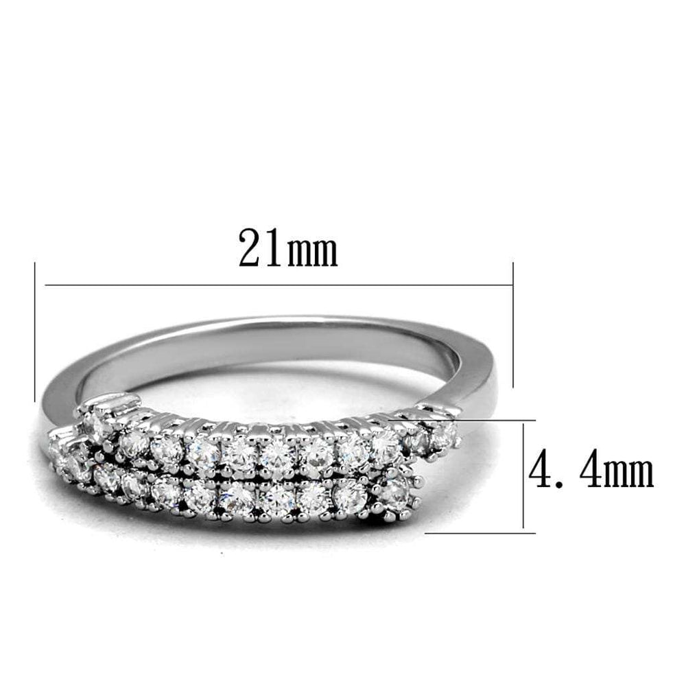 3W879 - Rhodium Brass Ring with AAA Grade CZ in Clear - Alamode - Flyclothing LLC