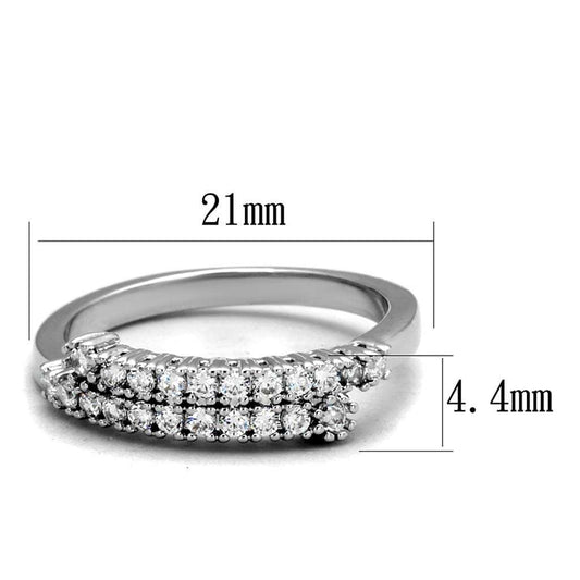 3W879 - Rhodium Brass Ring with AAA Grade CZ in Clear - Alamode - Flyclothing LLC