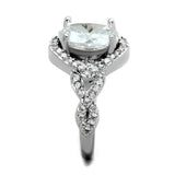 3W880 - Rhodium Brass Ring with AAA Grade CZ in Clear - Alamode - Flyclothing LLC