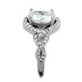 3W880 - Rhodium Brass Ring with AAA Grade CZ  in Clear - Alamode