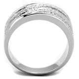 3W882 - Rhodium Brass Ring with AAA Grade CZ  in Clear