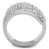 3W883 - Rhodium Brass Ring with AAA Grade CZ in Clear - Alamode - Flyclothing LLC