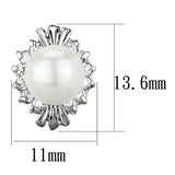 3W886 - Rhodium Brass Earrings with Synthetic Pearl in White - Alamode - Flyclothing LLC