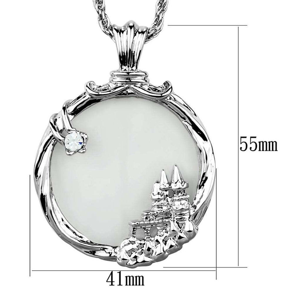 3W907 - Rhodium Brass Magnifier pendant with Top Grade Crystal in Clear - Alamode - Flyclothing LLC