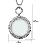 3W909 - Rhodium Brass Magnifier pendant with Synthetic Synthetic Glass in Clear - Alamode - Flyclothing LLC