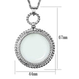 3W909 - Rhodium Brass Magnifier pendant with Synthetic Synthetic Glass in Clear - Alamode - Flyclothing LLC