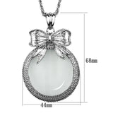 3W911 - Rhodium Brass Magnifier pendant with Synthetic Synthetic Glass in Clear - Alamode - Flyclothing LLC