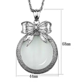3W911 - Rhodium Brass Magnifier pendant with Synthetic Synthetic Glass in Clear - Alamode