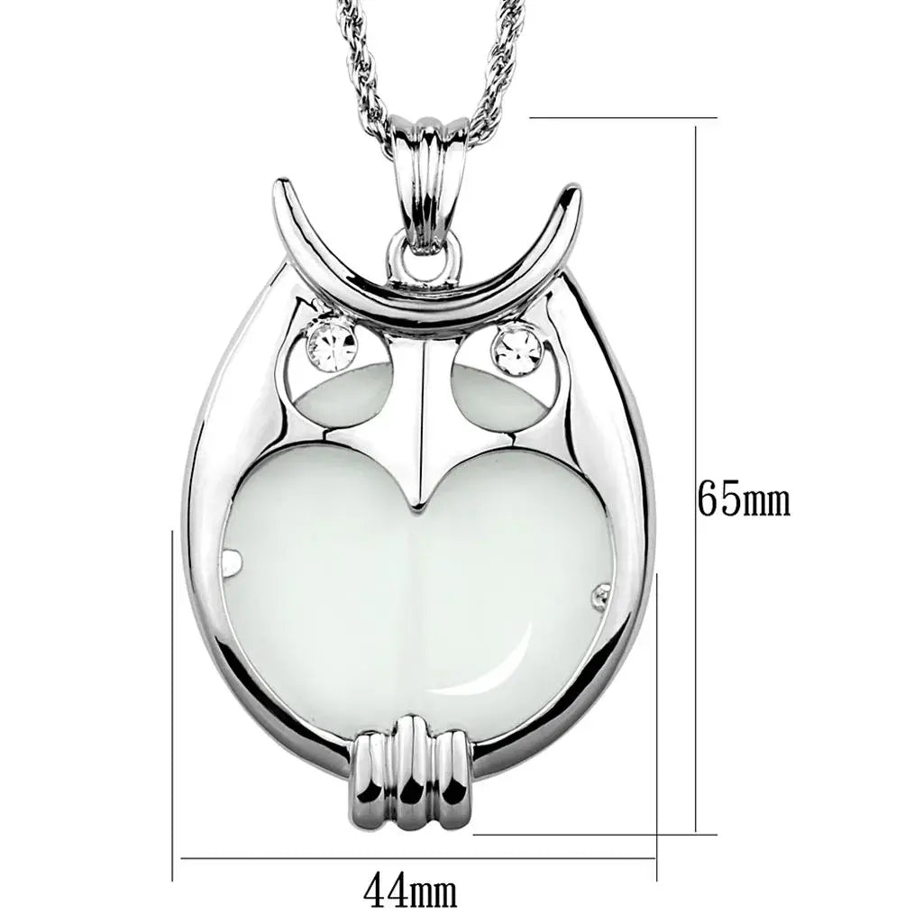 3W916 - Rhodium Brass Magnifier pendant with Top Grade Crystal in Clear - Alamode - Flyclothing LLC