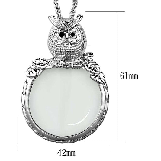 3W917 - Rhodium Brass Magnifier pendant with Top Grade Crystal in Clear - Alamode - Flyclothing LLC