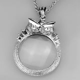 3W921 - Rhodium Brass Magnifier pendant with Top Grade Crystal  in Clear - Alamode