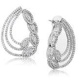 3W922 - Rhodium Brass Jewelry Sets with AAA Grade CZ  in Clear - Alamode