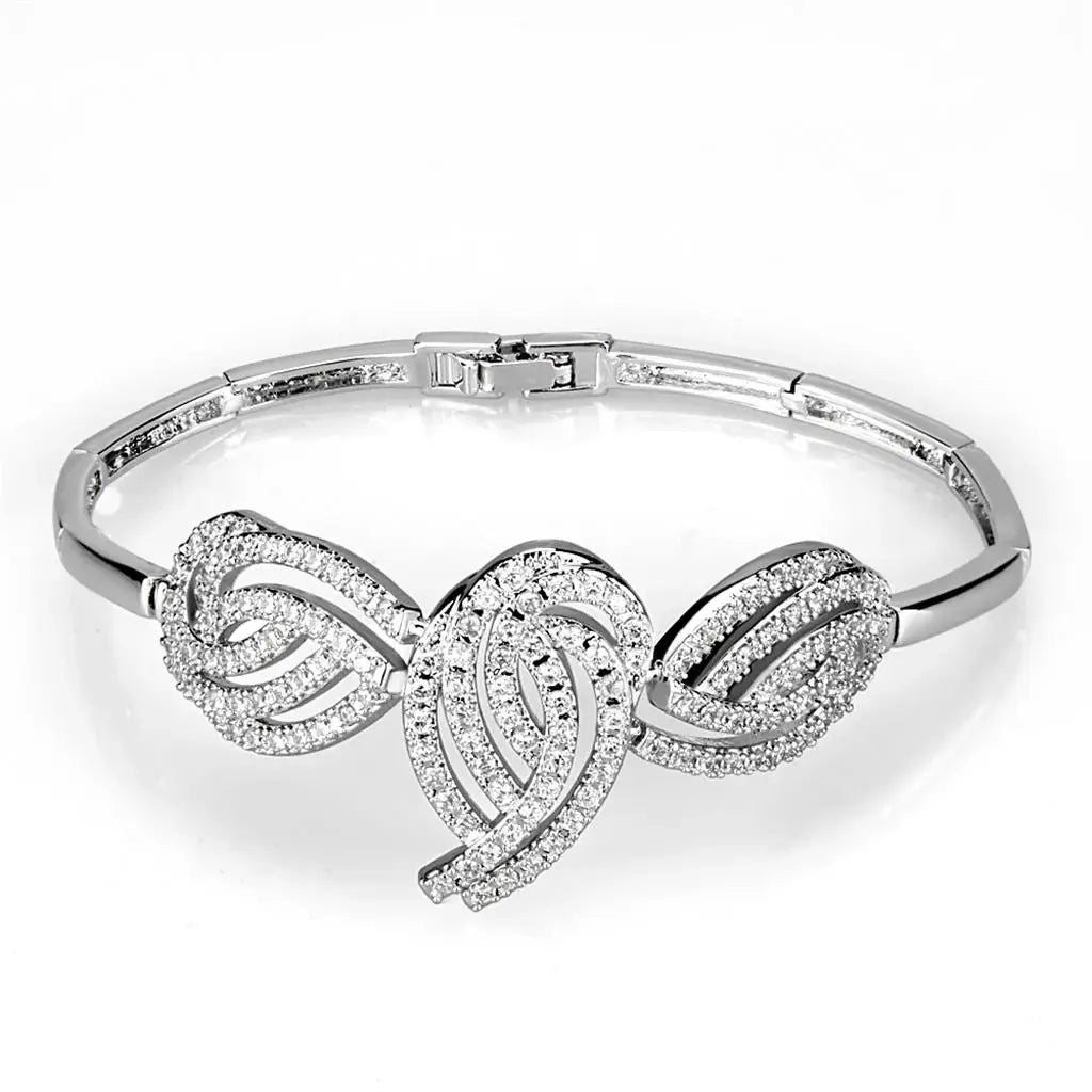 3W923 - Rhodium Brass Jewelry Sets with AAA Grade CZ in Clear - Alamode - Flyclothing LLC