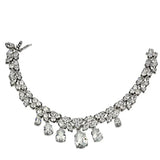 3W925 - Rhodium Brass Jewelry Sets with AAA Grade CZ in Clear - Alamode - Flyclothing LLC