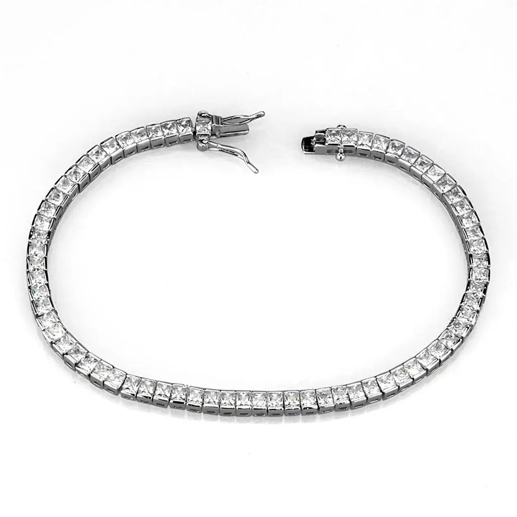 3W938 - Rhodium Brass Jewelry Sets with AAA Grade CZ in Clear - Alamode - Flyclothing LLC