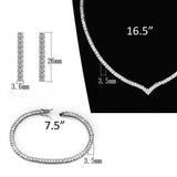 3W938 - Rhodium Brass Jewelry Sets with AAA Grade CZ in Clear - Alamode - Flyclothing LLC