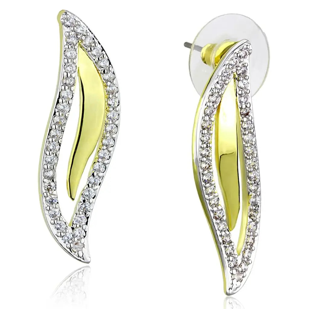 3W941 - Gold+Rhodium Brass Jewelry Sets with AAA Grade CZ in Clear - Alamode - Flyclothing LLC