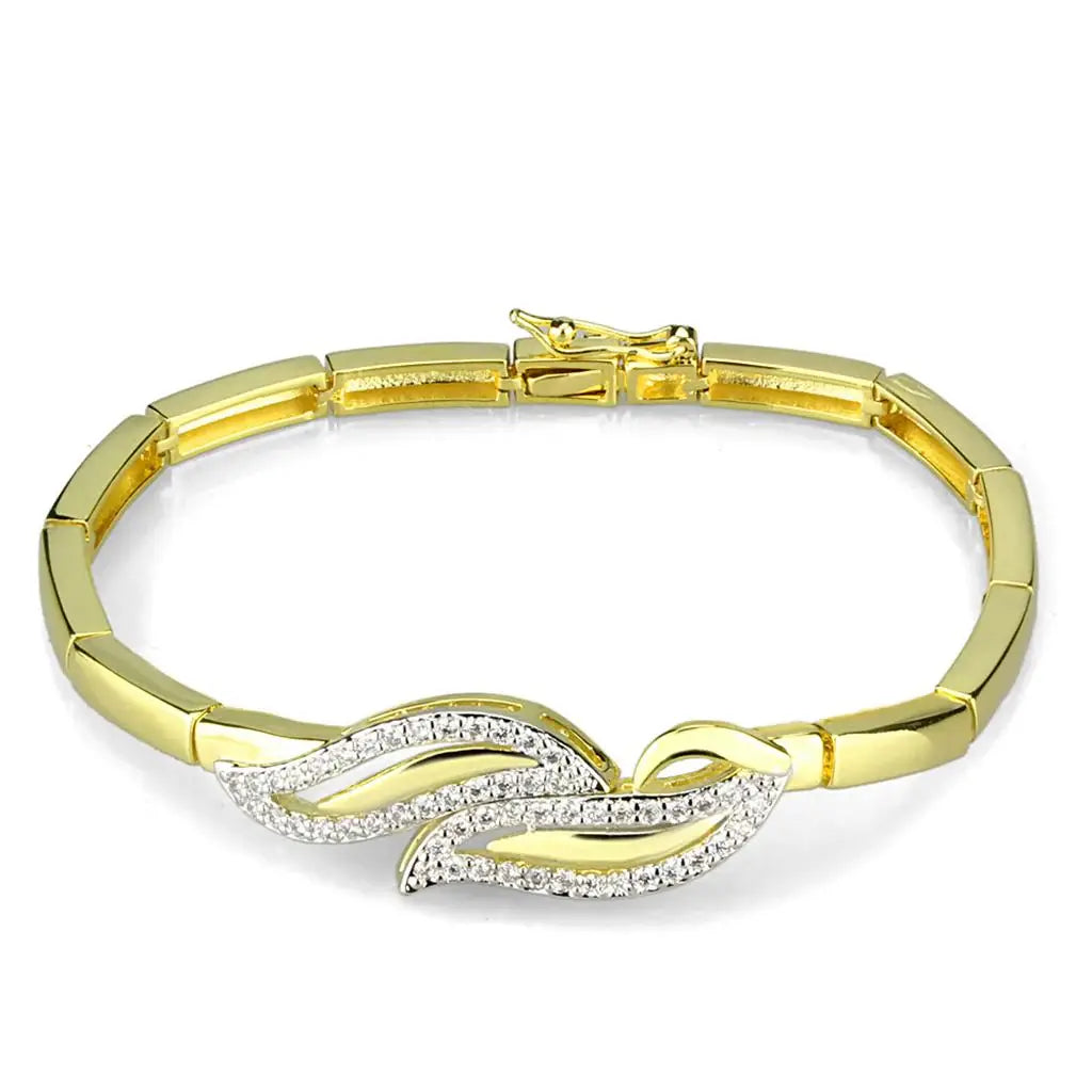 3W941 - Gold+Rhodium Brass Jewelry Sets with AAA Grade CZ in Clear - Alamode - Flyclothing LLC