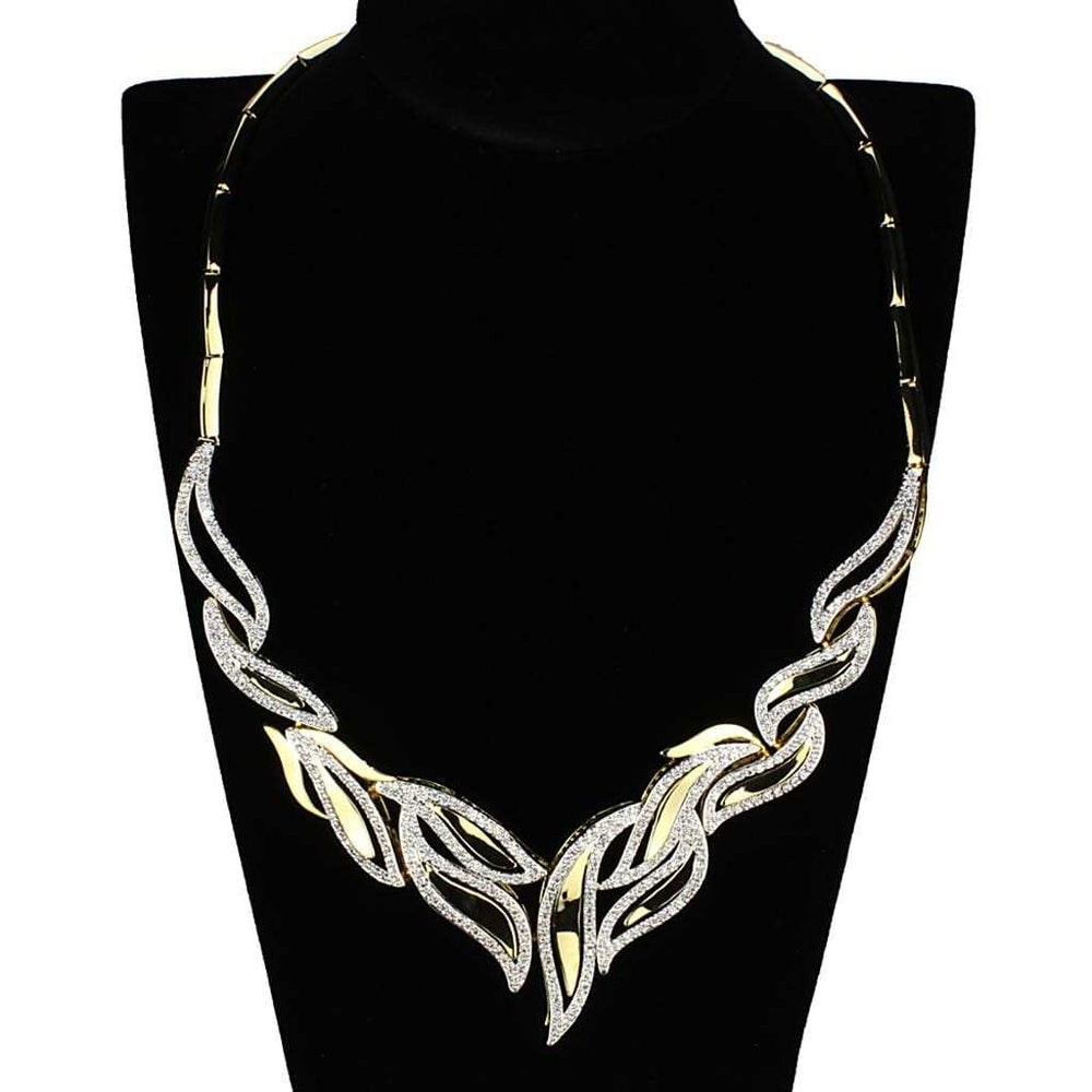 3W941 - Gold+Rhodium Brass Jewelry Sets with AAA Grade CZ in Clear - Alamode - Flyclothing LLC