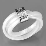 3W951 - High polished (no plating) Stainless Steel Ring with Ceramic in White - Alamode - Flyclothing LLC
