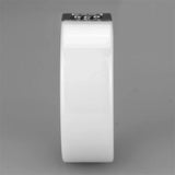 3W952 - High polished (no plating) Stainless Steel Ring with Ceramic in White - Alamode - Flyclothing LLC