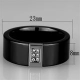 3W953 - High polished (no plating) Stainless Steel Ring with Ceramic in Jet - Alamode - Flyclothing LLC