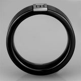 3W953 - High polished (no plating) Stainless Steel Ring with Ceramic in Jet - Alamode - Flyclothing LLC