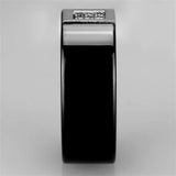 3W953 - High polished (no plating) Stainless Steel Ring with Ceramic in Jet - Alamode - Flyclothing LLC