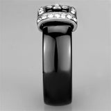 3W954 - High polished (no plating) Stainless Steel Ring with Ceramic in Jet - Alamode - Flyclothing LLC