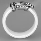 3W955 - High polished (no plating) Stainless Steel Ring with Ceramic  in White - Alamode