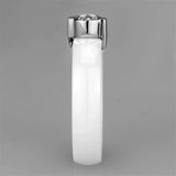 3W958 - High polished (no plating) Stainless Steel Ring with Ceramic in White - Alamode - Flyclothing LLC