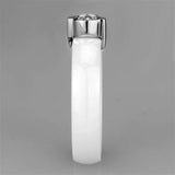 3W958 - High polished (no plating) Stainless Steel Ring with Ceramic in White - Alamode - Flyclothing LLC