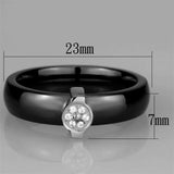 3W959 - High polished (no plating) Stainless Steel Ring with Ceramic in Jet - Alamode - Flyclothing LLC