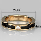 3W960 - IP Rose Gold(Ion Plating) Stainless Steel Ring with Ceramic  in Jet - Alamode