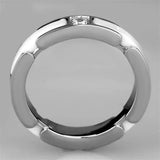 3W963 - High polished (no plating) Stainless Steel Ring with Ceramic in White - Alamode - Flyclothing LLC