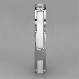 3W963 - High polished (no plating) Stainless Steel Ring with Ceramic in White - Alamode - Flyclothing LLC