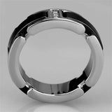 3W966 - High polished (no plating) Stainless Steel Ring with Ceramic in Jet - Alamode - Flyclothing LLC